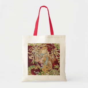 Mucha Kunst Nouveau: Frau mit Gänseblümchen Tragetasche