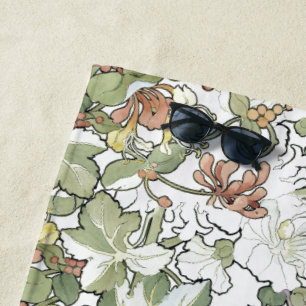 Mucha Kunst Nouveau Hollyhock-Blumen-Badetuch Strandtuch
