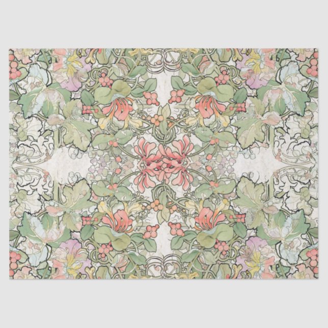 Mucha Kunst Nouveau Hollyhock-Blumen-Seidenpapier Seidenpapier (Vorderseite)