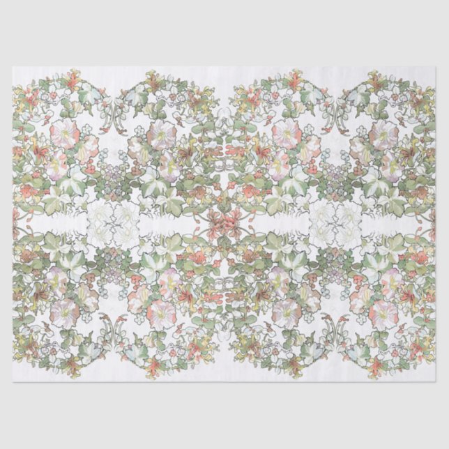 Mucha Kunst Nouveau Hollyhock-Blumen-Seidenpapier Seidenpapier (Vorderseite)