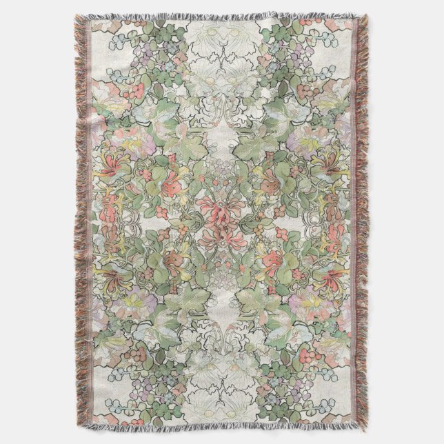 Mucha Kunst Nouveau Hollyhock-Blumenthrow-Decke Decke (Vorderseite Vertikal)