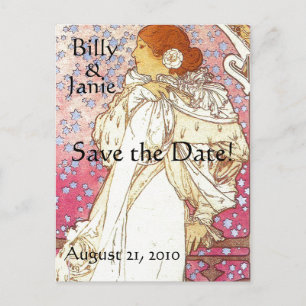 Mucha Kunst Nouveau Save the Date Postkarte