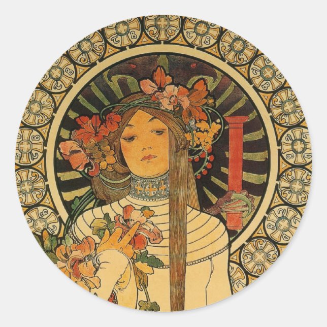 Mucha La Trappistine Runder Aufkleber (Vorderseite)