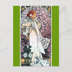 Mucha Lady mit camelias thart nouveau Postkarte