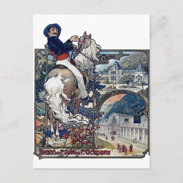 Mucha Luchon Alte europäische Stadt Jugendstil Postkarte (Vorderseite)