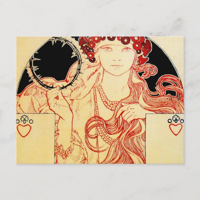 Mucha ~ Mädchen aus Brooklyn-Ausstellungsposter Postkarte (Vorderseite)