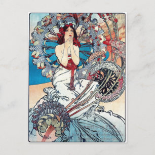 Mucha Monaco Monte carlo Art Deko Poster Lady Postkarte
