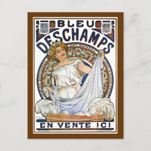 Mucha - Nouveau - Waschtag?! - Bleu Deschamps Postkarte