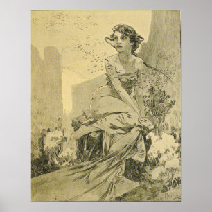 Mucha - Octobre Cocorico Poster