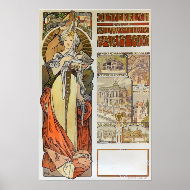Mucha - Österreichisches Pavillon Paris 1900 Poster (Vorne)