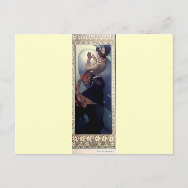 Mucha Polar Star Art Deco Postkarte (Vorderseite)