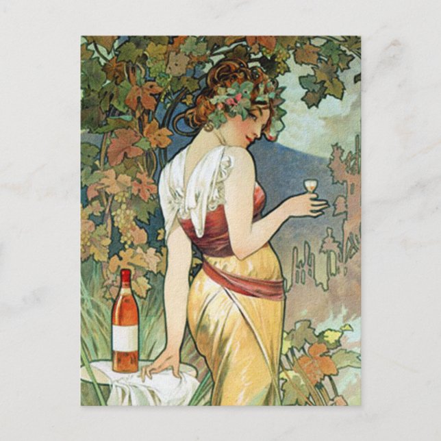 Mucha Postcard: Cognac - Art Nouveau Postkarte (Vorderseite)