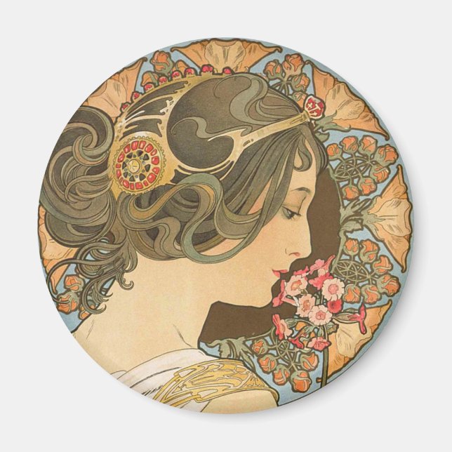 Mucha Primrose CC0639 Kühlschrank Art Collection M Magnet (Vorne)