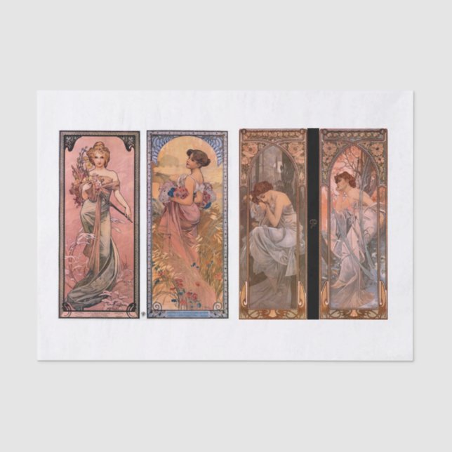 Mucha Saison Damen Decoupage Seidenpapier (Vorderseite)