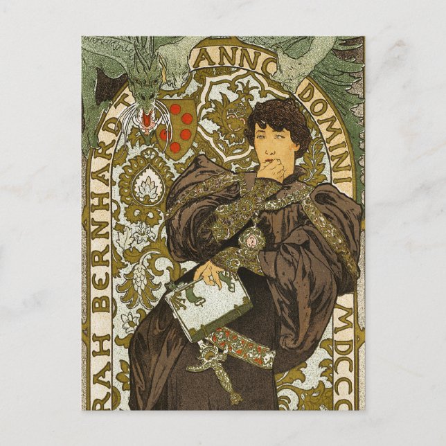 Mucha - Theater - Lorenzaccio - Jugendstil Postkarte (Vorderseite)