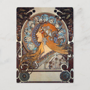 Mucha Vintage Französische Art Nouveau Astrologie Postkarte