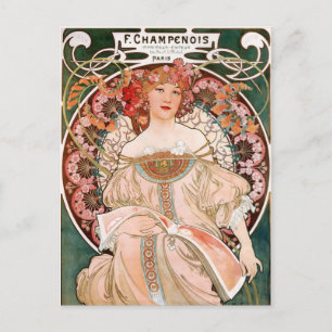 Mucha Vintage französische Jugendstil-Champenois Postkarte