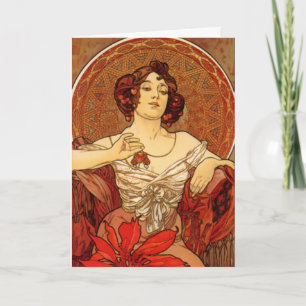 Mucha ~ "Wertvoll Stone - Ruby" Geburtstagskarte J Karte