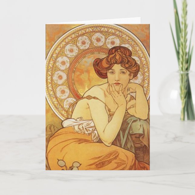 Mucha ~ "Wertvoll Stone - Topaz" November Geburtst Karte (Vorderseite)