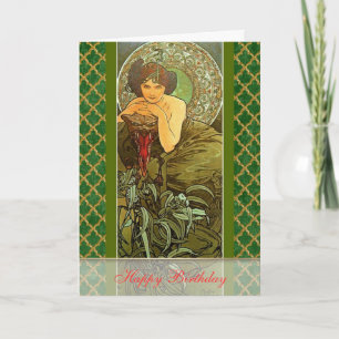Mucha ~ "Wertvoll Stones - Emerald - Mai Geburtsta Karte