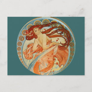 Mucha Woman Postkarte