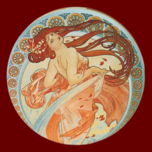 Mucha Woman Runder Aufkleber