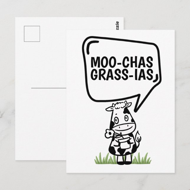 Muchas Gracias Cow dachte vielen Dank an Funny Postkarte (Vorne/Hinten)