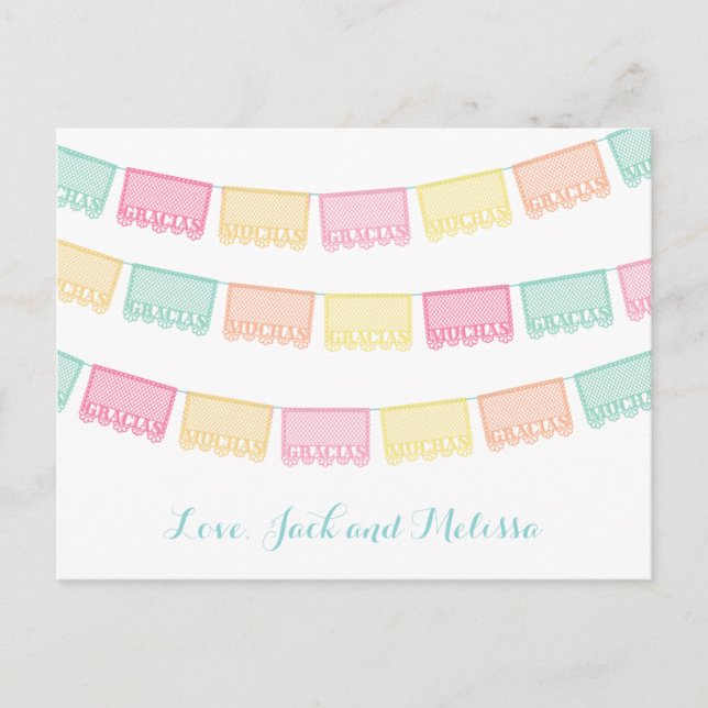 Muchas Gracias Mexican Paper Spanisch Vielen Dank Postkarte (Vorderseite)