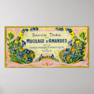 Mucilage D'Amandes Soap LabelParis, Frankreich Poster