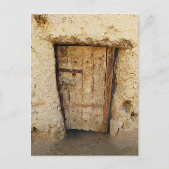 Mud Brick House mit alter Door Siwa Oasis, Ägypten Postkarte (Vorderseite)