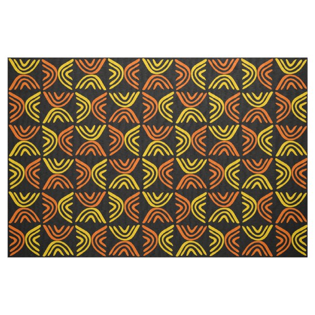 Mud Cloth Style 080215 - Amber und Orange auf Schw Stoff (Fat Quarter (45,7 x 55,9 cm))