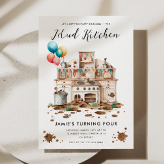 Mud Kitchen Einladung zum Geburtstag
