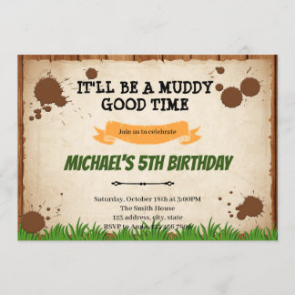 Mud Obstacle Course Geburtstag Einladung