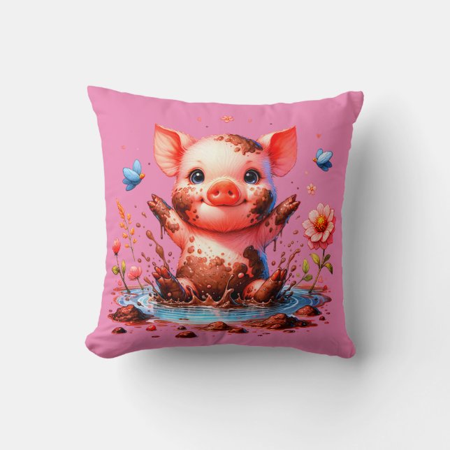"Mud Puddle Piggy" Kissen (Vorderseite)