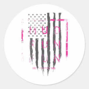 Mud Run Spaß Usa Flagge Pink Mudder Trail Running Runder Aufkleber