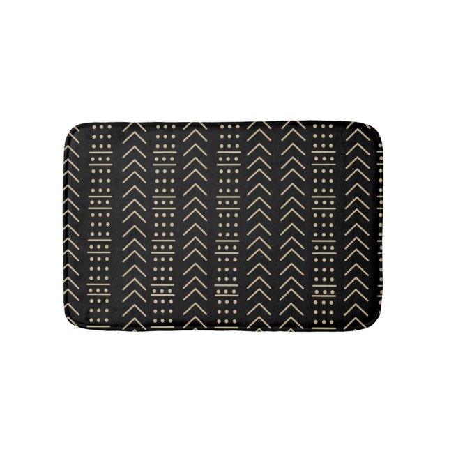 Mudcloth Schwarz II Badematte (Vorderseite)