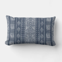 Mudcloth Style Navy Blue und White Tribal Muster Kissen Für Draußen