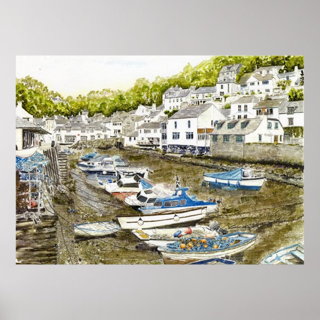 'Muddy Bottoms (Polperro)' Print Poster (Vorne)