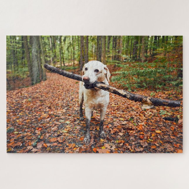 Muddy Dog im Herbst Puzzle (Horizontal)
