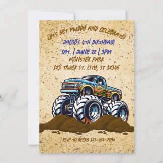 Muddy Monster Truck Einladung zum Geburtstag