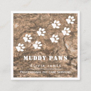 Muddy Pfoten druckt berufliche Hundehundepflege Quadratische Visitenkarte