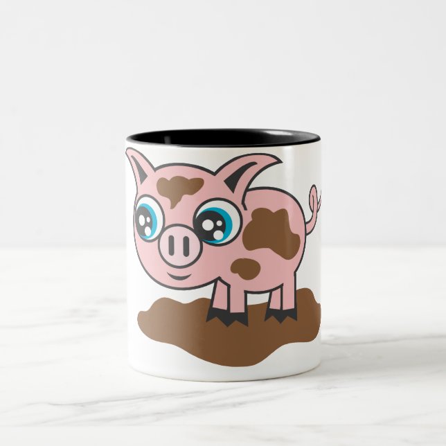 Muddy Piglet Morning Zweifarbige Tasse (Mittel)