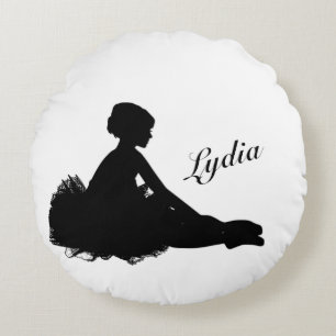 Müde Ballerina Personalisiert mit Namen Rundes Kissen