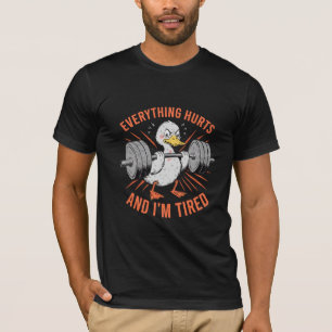 Müde Ente hebt schwere Hantel T-Shirt