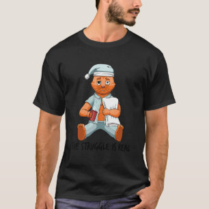 Müde Faule Katze Der Kampf Ist Echt Aus Dem Bett Z T-Shirt