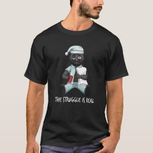 Müde Faule Katze Schwarz Der Kampf Ist Echt Aufste T-Shirt