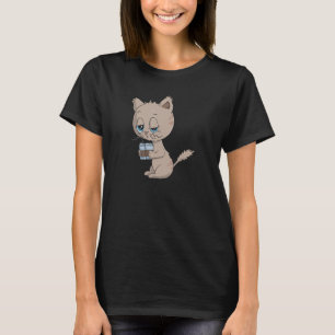 Müde Katze mit zwei Cups Kaffee-Katzenkuchen trink T-Shirt