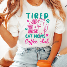 Müde Katzenmütter Grün Pink Coffee Club Retro Weib