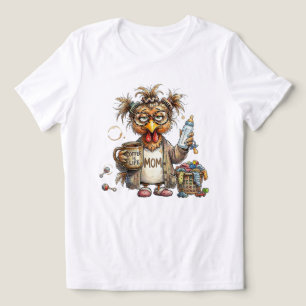 Müde Mama Huhn Lustig Unordentliches Haar Kaffee L Tri-Blend Shirt
