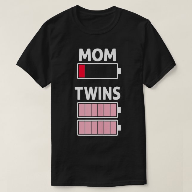 Müde Mama Low-Akku-Twin-Girls Volllade T-Shirt (Design vorne)